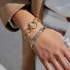 Jieding Pulsera de Acero Inoxidable con Combinación de Colores Lujo Accesible Pulsera de Gama Alta No se Desvanece Oro de 18K Acero de Titanio Joyería Transfronteriza Joyería para la Mano