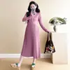 Saia de tricô para grávidas 2024 outono e inverno novo moda coreana plissada temperamento slim base para amamentação vestido