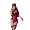 Lingerie sexy vermelha de uma peça, uniforme SM, dramatização, arquivo aberto, seios pequenos, grande casal flertando