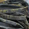 Renda com franjas de fio de algodão, borlas, fio de poliéster espesso, base de algodão, borda, cores fluorescentes, decoração colorida