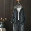 Moda Primavera y Otoño 2026: Chaqueta de Algodón con Capucha y Estampado Floral Artístico para Mujer, Cardigan Casual