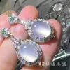 Aretes minimalistas con incrustaciones de circonita, calcedonia natural, ágata de calabaza verde translúcido y colgante de seguridad, mismo estilo que se ve en Xiaohongshu