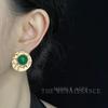 Pendientes vintage ligeros de estilo antiguo, de estilo antiguo, con forma de viento y esmeralda redonda, de estilo retro, elegantes y con un toque de sentido.