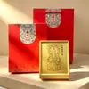 Peça de exibição em folha de ouro 999 de bênção taoísta, decoração de mesa San Qing Tai Yi Tian Zun, presente de feriado e empresarial