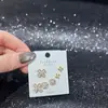Nuevo Conjunto de Pendientes de Múltiples Piezas de Lingshang, Pendientes de Diseño de Moda de Lujo Accesible, Circonita Súper Brillante, Galvanoplastia Ecológica, Joyería de Yiwu