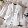 Blazer de Alta Qualidade com Detalhes em Diamante e Manga Três Quartos para Mulheres, Versátil e Elegante, Terno de Luxo para Senhoras, Outono A3166