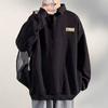 Suéter Polo de Manga Larga para Hombre Otoño e Invierno con Forro Polar Marca de Moda Solapa Americana Pareja Suelto Talla Grande Top Moda Ropa de Hombre