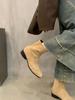 Botines Retro de Gamuza de Gama Alta Europeos y Americanos para Mujer, Nuevo Estilo Otoño e Invierno 2026, Botines sin Cordones de Tacón Grueso, Botines Ajustados para Mujer