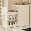 Prateleira de Armazenamento de Temperos Extraível para Cozinha Organizador Multifuncional de Condimentos para Bancada Caixa Lateral Ultra-Estreita à Prova de Poeira Armário