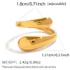 Anillos con un Toque de Lujo de Nicho, Acero Inoxidable, Lujo Ligero, Diseño de Línea Geométrica, Diseño Abierto Ajustable, Venta al por Mayor Transfronteriza