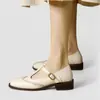 2026 Sapatos Mary Jane de Couro Femininos Couro Macio Brogue Retrô Sapatos Femininos Estilo Britânico Mocassins Salto Bloco Sapatos Únicos Tamanho Grande