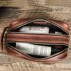Suministro de Fábrica Ángel Negro Clutch Casual de Piel de Vaca Cuero Retro Crazy Horse Bolsa Multifuncional para Artículos de Aseo Dropshipping Transfronterizo