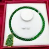 Set de Collar Resistente Esmeralda con Aventurina y Jade Hetian para Madres, Collar de Jaspe de Tres Piezas para Transmisión en Vivo en Douyin