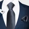 2026 Novo Modelo Formal Cor Sólida Conjunto de Gravata, Lenço de Bolso e Abotoaduras Masculino Grande Quantidade em Estoque