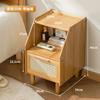 Mesita de noche de madera maciza de estilo antiguo, sencilla y moderna, para dormitorio, mini armario de almacenamiento pequeño de estilo chino.