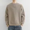 Moletom pesado estilo americano para homens, outono e inverno de 2026, camiseta de manga longa espessa, gola redonda, caimento solto, camada base, moderno