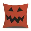 Funda de almohada de lino para Halloween, funda de cojín para reposacabezas impresa