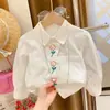 Ancorelala2026 Conjunto Nuevo de Primavera y Otoño para Niñas Linda Camisa Bordada y Jeans Conjunto de Dos Piezas Moderno