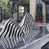 Escultura de Rochedo Grande em Aço Inoxidável Escultura Personalizada em Metal Cortado Elemento Aquático Montanha Oca Praça Externa Hotel Decoração Imobiliária