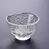 Vidrio resistente al calor soplado a mano textura de patrón de martillo sala de té casera juego de té japonés Kung Fu hecho a mano taza de degustación