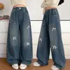 Calças para Meninas Outono 2026 Novo Estilo Meninas Crianças Maiores Calças Retas Estilo Retrô Roupa de Outono Calças Casuais de Perna Larga para Crianças Calças Longas