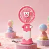 Nuevo Ventilador de Mano de Muñeca de Dibujos Animados con Bloques de Color, Recargable por USB, con Viento Fuerte de Tres Velocidades para Uso en Escritorio y Dormitorio