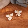 Pendientes de Aguja de Plata Pequeños Frescos Mori Degradado Azul Grava Pendientes Diseño Simple Sentido Mariposa Rosa Flor Pendientes Mujeres
