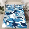 Conjunto de Lençol de Baixo com Elástico Três Peças Transfronteiriço Design de Camuflagem em Cores Suaves Abstratas Conjunto de Roupa de Cama com Lençol de Baixo para Adultos e Crianças