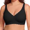 Lencería de Amazon Europa y América transfronteriza más vendida para busto grande, diseño moderno ondulado, talla grande, push-up y sujetador anti-caída para mujer