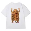 Camiseta de manga corta para hombre verano 2025 impresión de tigrito gordito nuevo ins talla grande para estudiantes estilo Hong Kong holgada media manga