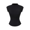 Camiseta Feminina de Verão Manga Curta Gola Meia-alta Estilo Retro Doce e Picante Slim Fit Emagrecedor Moda Ocidental Versátil Top Curto