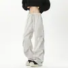 Macacão plissado pesado estilo americano masculino primavera e outono solto calças largas da moda calças casuais retas bonitas da moda