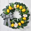 Corona de limón transfronteriza, corona de simulación de verano, corona de flores eternas, decoración colgante de pared para puerta, venta directa de fábrica