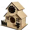 Nido de Pájaro de Madera Maciza Diseñado de 3 Habitaciones Alimentador Colgante para Árboles de Exterior Casa de Madera para Cría de Mascotas Colgante Decorativo de Madera