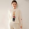 Suéter de Cachemira Bordado Jacquard Pesado Lindo Conejito 25 Otoño e Invierno Nuevo Cuello Redondo Camisa Básica de Lana para Mujer