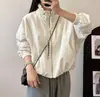Chaqueta de color liso con cuello alto y cordón, estilo coreano, para otoño de 2026, para mujeres petite, cortavientos holgado y estiloso
