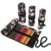 Estojo Enrolável de Lona Estampada para Lápis de Cor 24 36 48 72 Compartimentos Grande Capacidade Arte Esboço Lápis Organizador Enrolável Caixa de Papelaria
