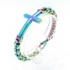 Pulsera de acero de titanio personalizada para hombre, con cruz de perla cuadrada de acero inoxidable, joyería de mano, accesorios de moda para hombre