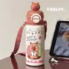 Taza de Agua Portátil de Aspecto Elegante para Estudiantes en el Campus, Taza Termo con Popote Linda para Niños Nueva Taza de Acero Inoxidable