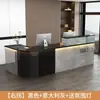 Balcão curvo caixa balcão de caixa loja de milk tea prateleira de canto de restaurante armário balcão frontal balcão de recepção loja de roupas balcão de boas-vindas com luzes