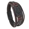 Pulseira Masculina Criativa Novo Retrô Transfronteiriça Cabeça de Lobo Simples de Couro Multicamadas Fivela Magnética Joia