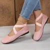 Sapatos Femininos Rasos Planos Vazados Estilo Francês Vintage Bico Redondo Tira Cruzada Novos Primavera/Verão 2026