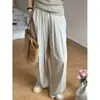 Calças de Perna Larga de Seda Gelo para Mulheres no Verão, Finas, de Cintura Alta, Casuais, Estilo Estilo Japonês, Calças Lazy Yamamoto, Calças Retas de Algodão e Linho