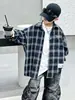 Ropa para niños, camisa de otoño para niños, estilo primavera/otoño, nueva colección 2026, camisa a cuadros moderna y elegante para niños mayores, camisa de otoño
