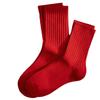 Calcetines Rojos para Hombre y Mujer para el Año Nuevo, Calcetines de Algodón de Canalé Doble de Longitud Media, Calcetines Rojos Festivos para Otoño e Invierno, Año del Caballo, Calcetines Rojos de Boda