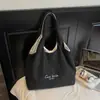 Bolsa de axila de gran capacidad para otoño e invierno, bandolera con letra bordada para mujer, bolso de terciopelo, bolso tote de hombro versátil para el trabajo, de nicho