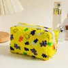 Nova Bolsa de Maquiagem Acolchoada Floral Feminina Necessaire de Viagem Portátil Bolsa de Armazenamento para Cosméticos Batom Carteira