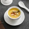 Olla de Cerámica con Encaje de Fábrica para Uso Doméstico, Taza para Cocer al Vapor Individual, Vajilla de Hotel de Olla Única, Taza para Sopa con Platillo