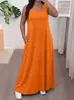 Vestido Casual de Moda Suelto Sin Mangas de Color Sólido Transfronterizo Europeo y Americano Tik Tok Verano 2026