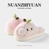 2025 Nuevas Pantuflas de Felpa con Forma de Manzana de Dibujos Animados para Mujer, Otoño e Invierno, Pantuflas de Felpa Cálidas para el Hogar, para Pareja